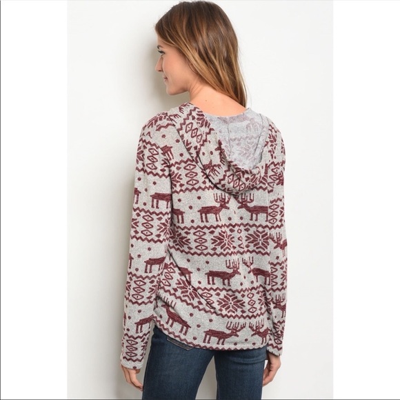 Reindeer / Christmas Hooded Top - Picture 3 of 4